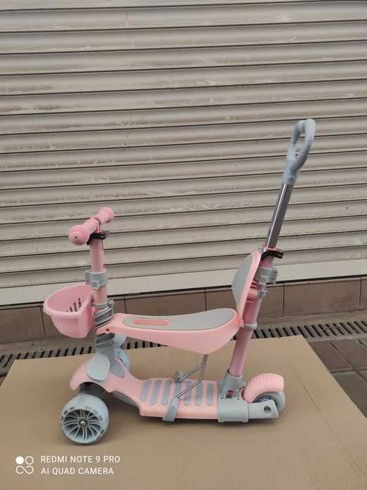 Тротинетка 5в1 с поставка за крачета, широки колела, родителски контро