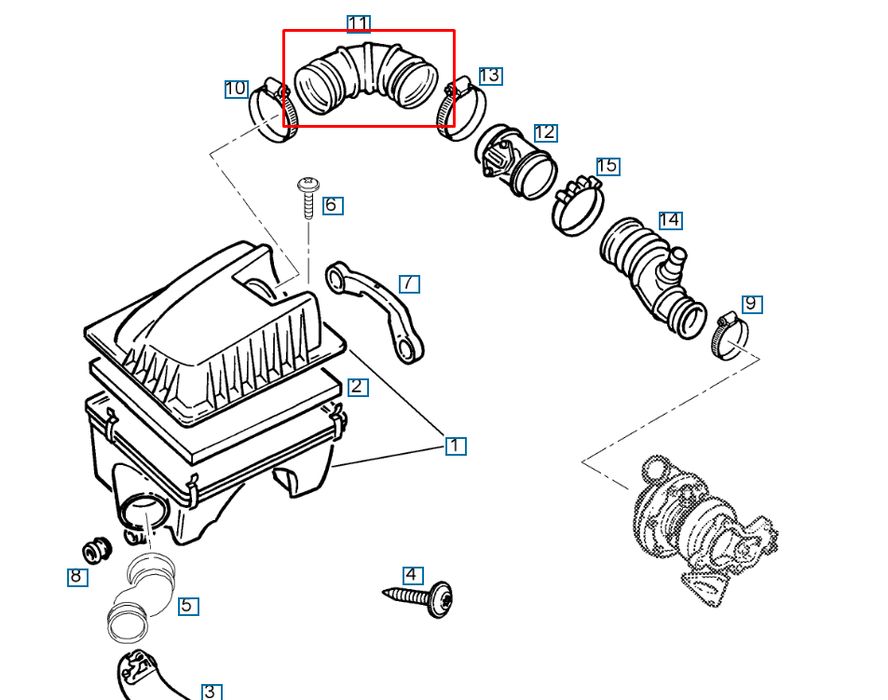 Furtun carcasa filtru aer Opel Astra G (T98), 02.1998-, Zafira A (T98) 07.1999-06.2005, Astra G (T98) 09.2002-10.2005; Astra H (A04) 03.2004-10.2010, 1.7 Cdti, 2.0 DTI, Original, 90530766