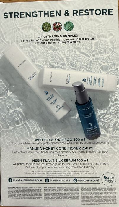 Професионален комплект шампоан, балсам, серум и лак за коса LANZA