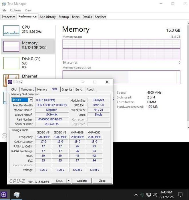 Kingston Fury Renegade 4600mhz 2 x 8GB DDR4 Dual Channel