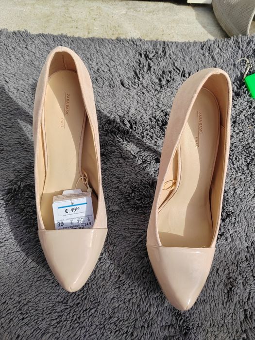 Pantofi din piele întoarsă ecologica și lac zara