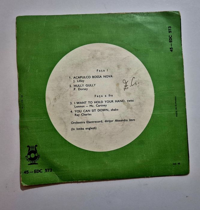 Disc vinil Electrecord – Giorni Dimitriu, single 45 rpm EDC 573, made in Rumania