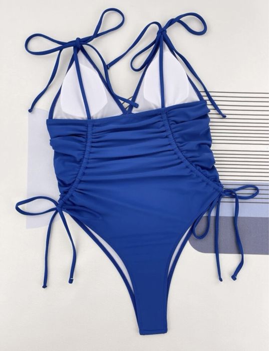 Бански костюм цял , син цвят