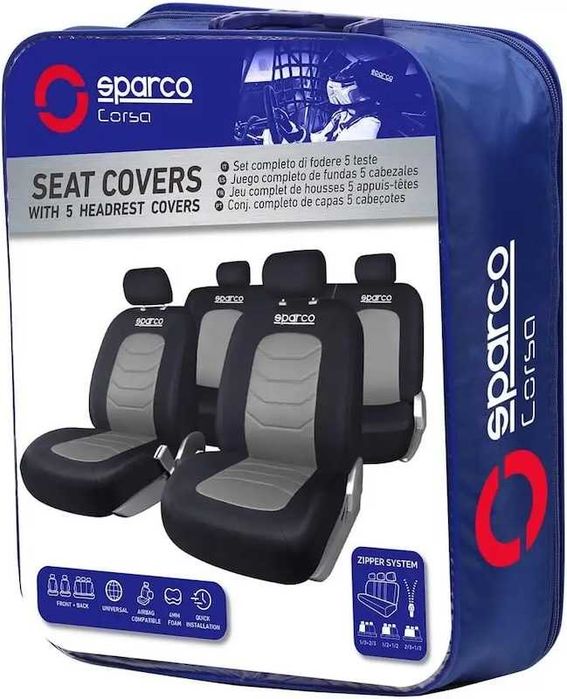 Универсална тапицерия Sparco от 9 части - Черно/Сиво