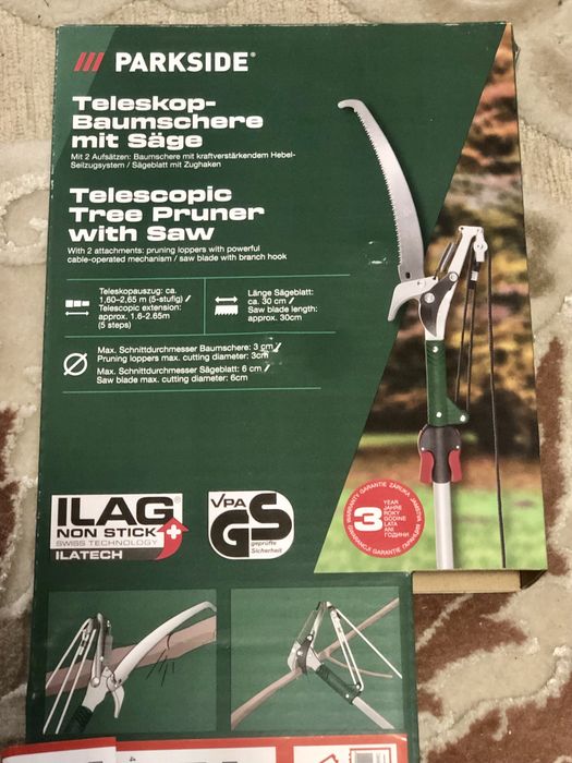 Foarfecă telescopică pentru pomi cu ferastrau Parkside