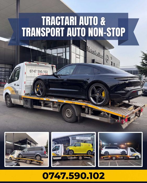 Tractări Auto NON-STOP 24/7 București Ilfov & România | Platformă Auto