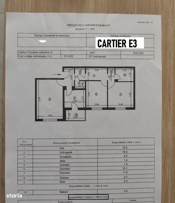 Apartament 3 camere spațios | Cart. E3, Etaj 2 | Mobilat și Utilat