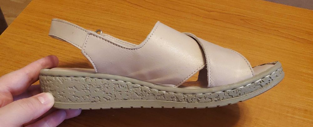 Летни сандали, естествена кожа, цвят: тен/бежов, размер: 36