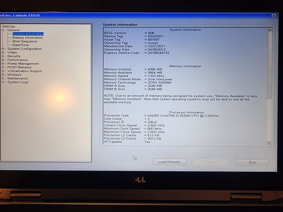 DELL latitude E6520