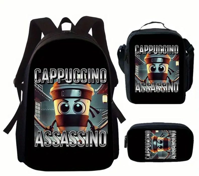 Детски екипи brainrot балерина капучина асасино капучино Раници