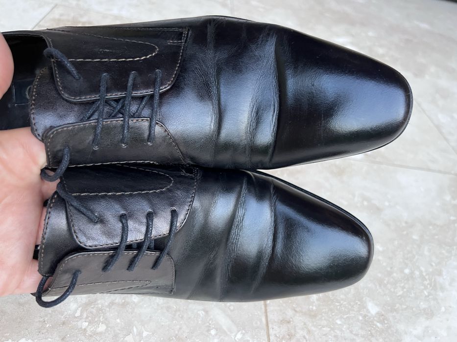 Pantofi negri eleganți pentru bărbați, piele naturală, mărimea 41