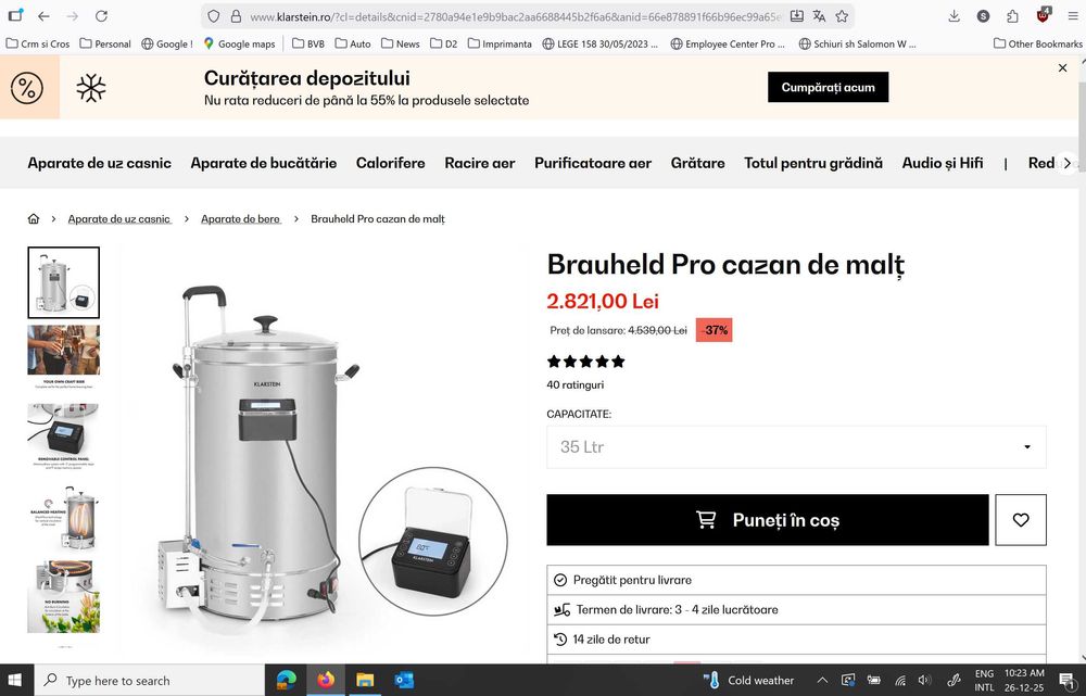 Aparat de Bere Klastein Brauheld Pro cazan de bere malț 35L