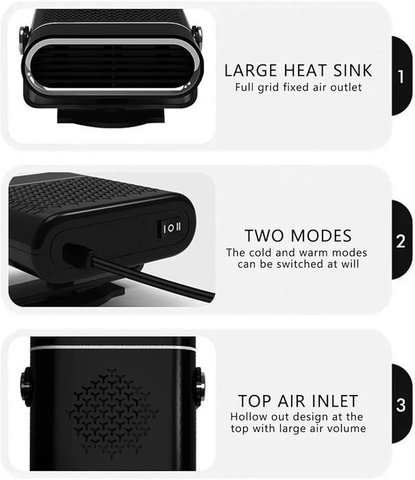 Вентилатор + печка за кола 2в1 150W , размръзяване на прозореца