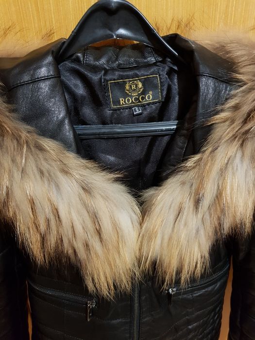 Яке от естествена кожа и яка от лисица