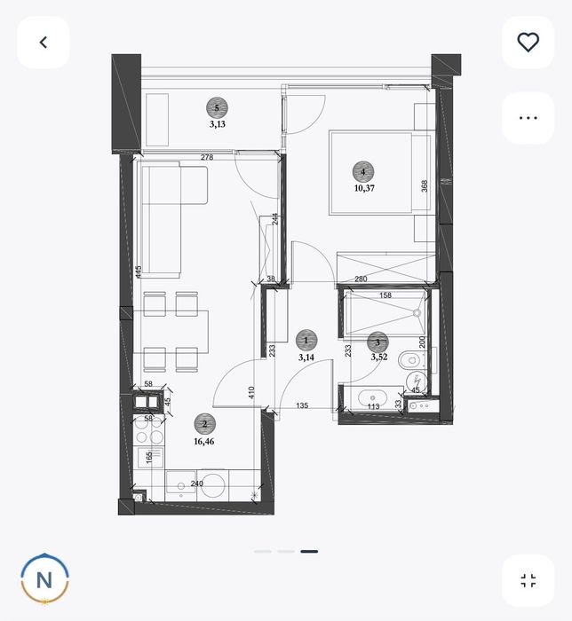 Двустаен апартамент в премиум комплекс Emerald Residence, кк Чайка