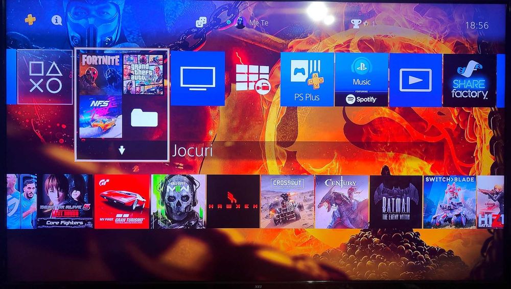 50 jocuri+PS4 PRO 1TB, 1 Manetă, Fortnite, GTA V, Mortal Kombat 11, NFS Heat