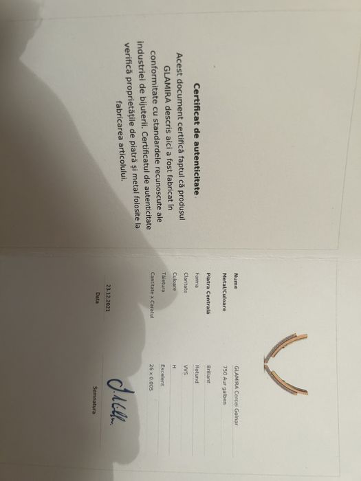 Cercei Glamira aur 750 cu diamante vvs