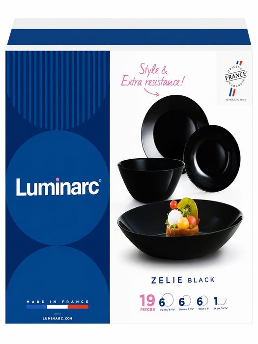 Комплект сервиз 19 части-Luminarc Zelie Black