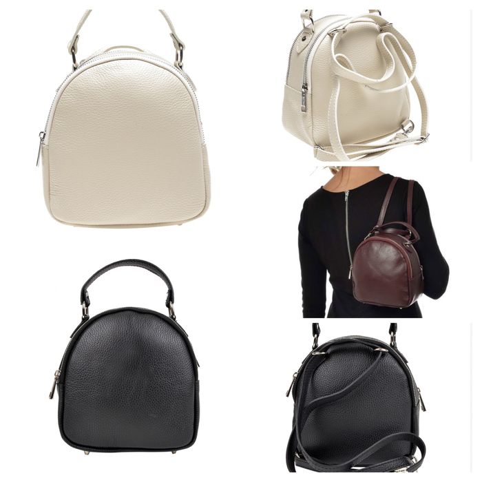 Малка раница от естествена кожа Isabella Rhea -  бежово