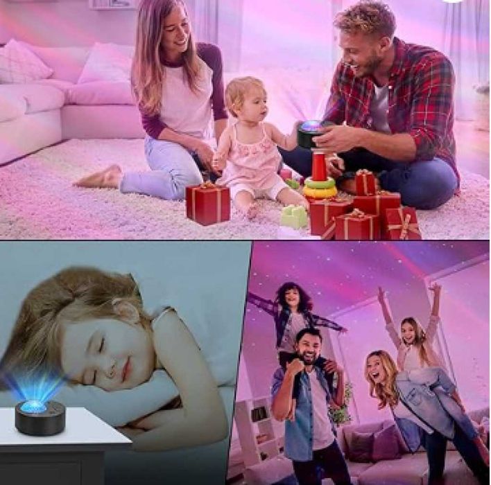 Северно сияние, RGB звездно небе, лазерен проектор, светлина бял шум