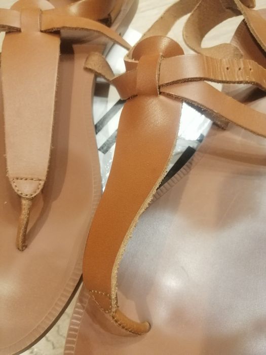 Дамски сандали от естествена кожа H&M кафеви