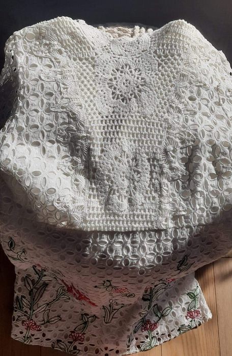 Rochie mini dantela bumbac brodata ZARA 38-40