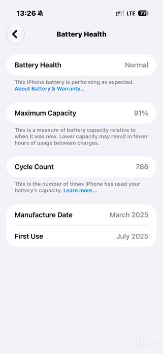 iPhone 16 pro 91% sim+esim