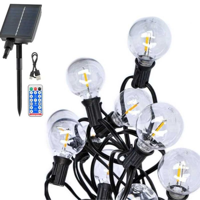 Соларни Гирлянди 5м от 10 LED Парти Лампички топло бели, сменяеми