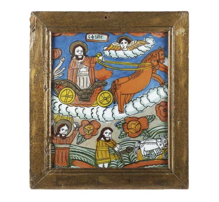 Icoană pe glajă „Sf. Ilie”, atelier din Nicula, sec. XIX