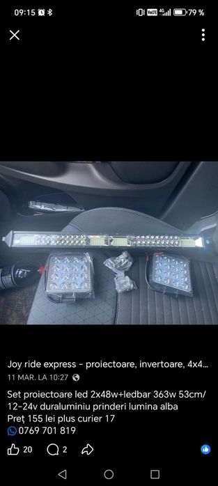 Set proiectoare led 2x48w+ledbar 363w 56 cm 12-24v duraluminiu