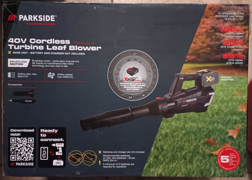 Parkside suflanta 40V feon pe baterie 2x20V