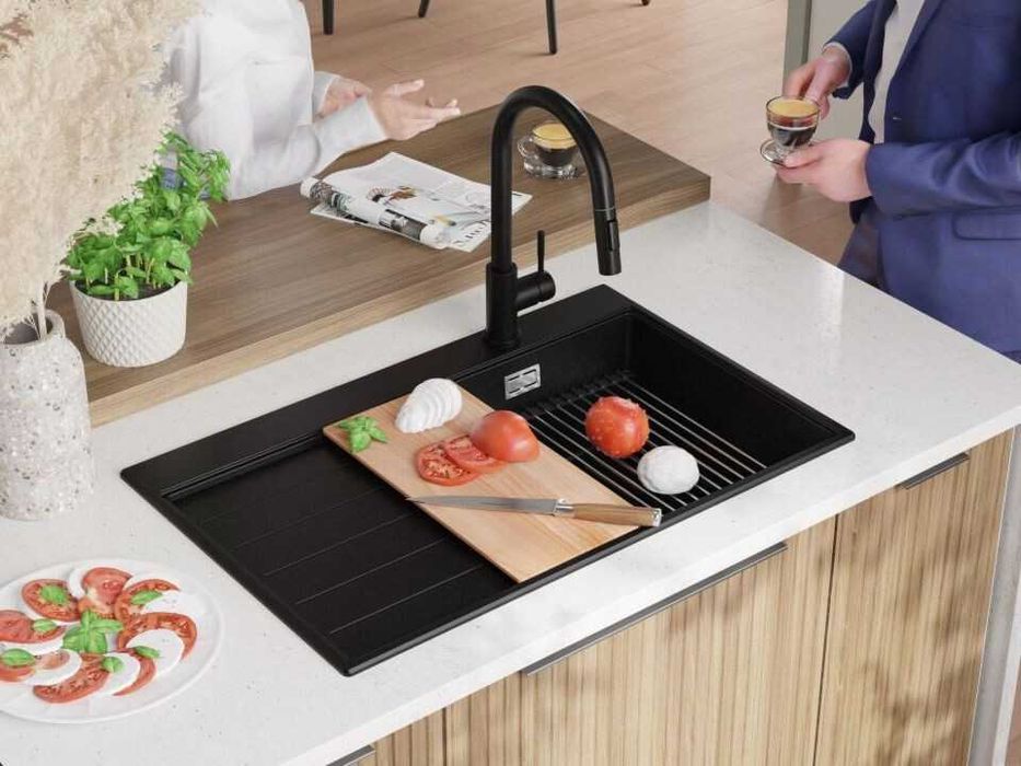 Графит гранитна кухненска мивка Сидни 780-45 Ergo Multilevel 780х500