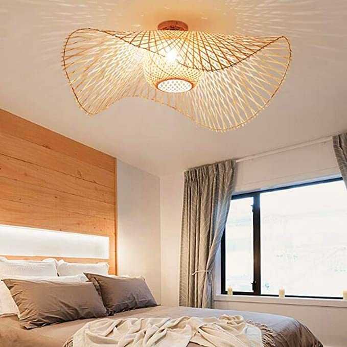 Намален с 20 лв! Ретро естествен бамбуков полилей ратан  Винтидж таван