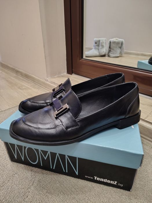 Черни обувки от естествена кожа Tendenz