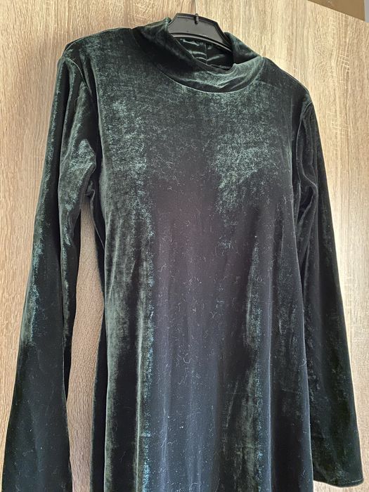 Rochie din catifea, culoare verde inchis