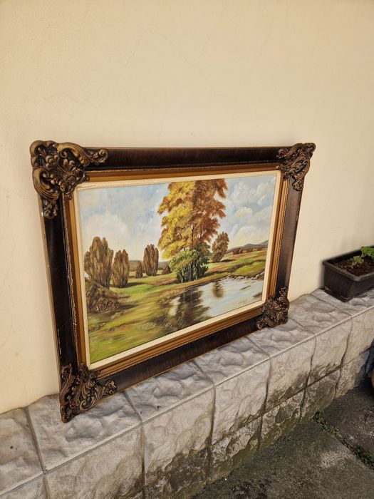 Прекрасна антикварна холандска картина масло върху платно