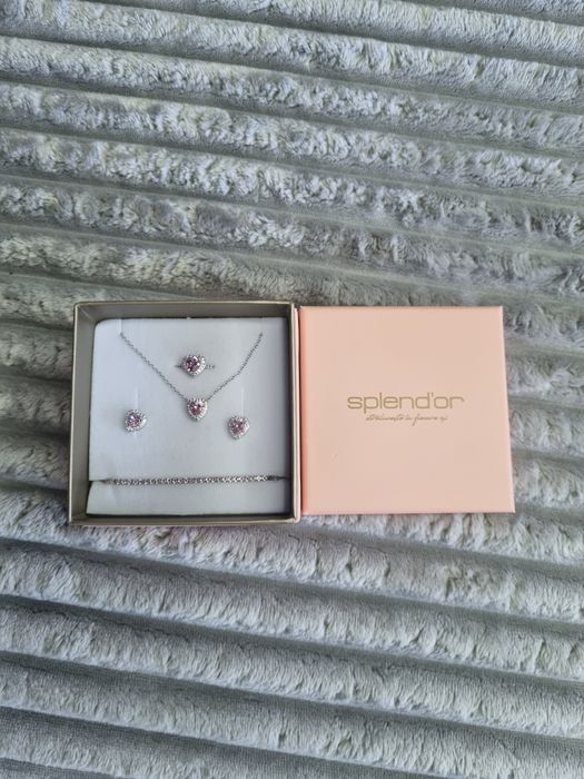 Set bijuterii argint brățară  lănțișor cercei  si inel