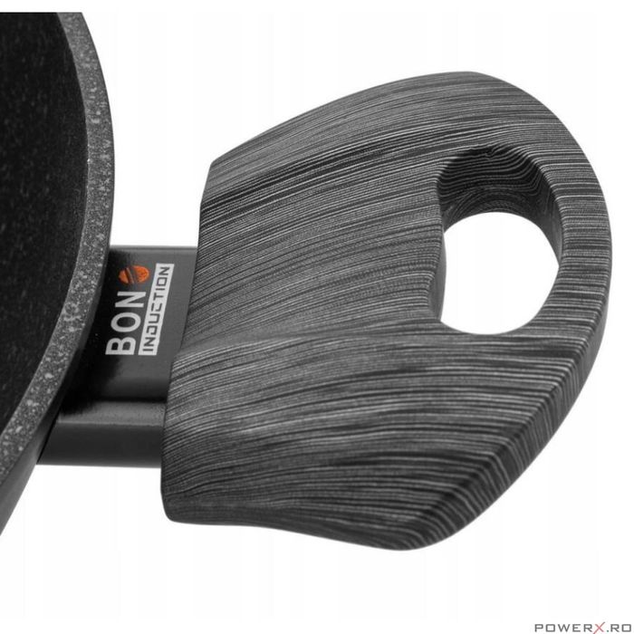 Oala din aluminiu cu invelis din marmura, cu capac din sticla, 28cm,