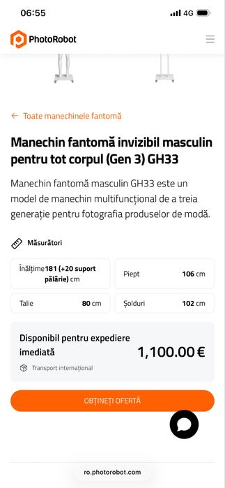 Manechin fantomă invizibil masculin pentru foto produs