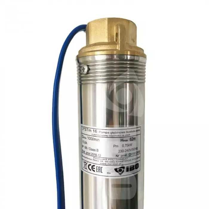 Pompa Submersibila Rezistenta la Nisip IBO 3STM16, 750 W, 100 l/min, H Refulare 62 m