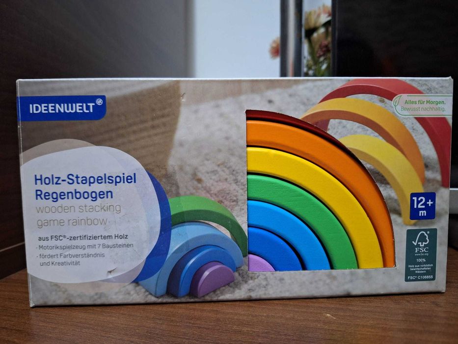Joc puzzle curcubeu din lemn
