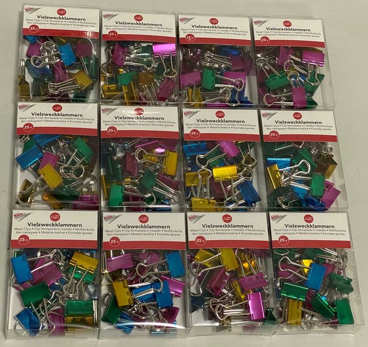Clips Hartie 19 mm, 12 seturi x 25buc, 300buc, Color, cutie plastic