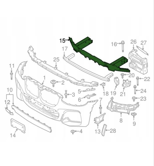 Основа предна броня Бмв Х3 Х4 G01 G02 BMW X3 G01 X4 G02 2017- 51117399911
