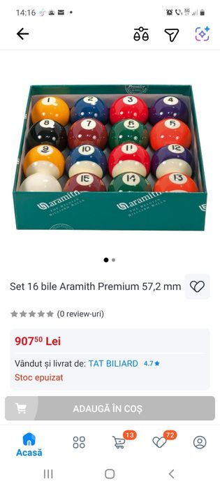 Vand set bile biliard Aramith Premium.