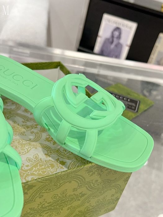 GG Interlocking G Rubber Slide - Green