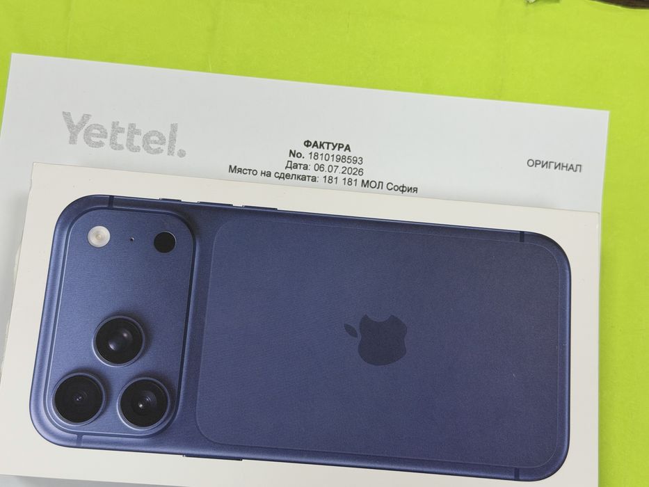 ЗАПЕЧАТАН 256GB iPhone 17 Pro Max Yettel 4г. Гаранция 2030г. Deep Blue / Син