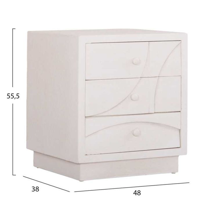 Нощно шкафче, HM18047, Бял, Мдф, 48х38х55см.
