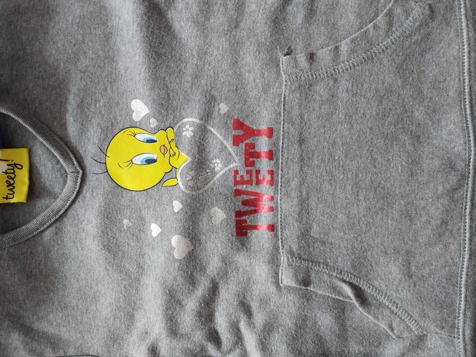 Rochita gri cu gluga imprimeu Tweety