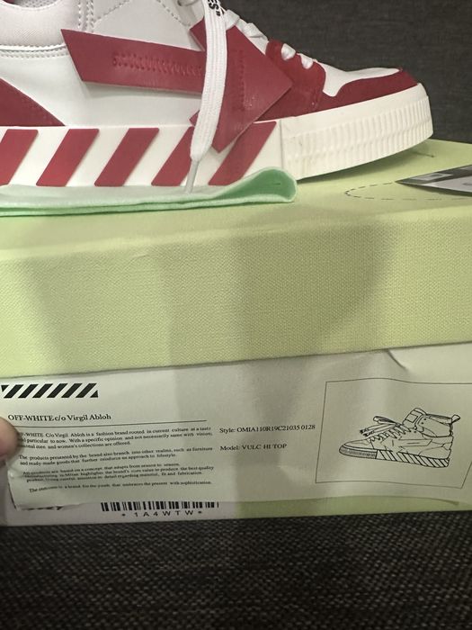 Off-White Vulcanized Hi Top White Red