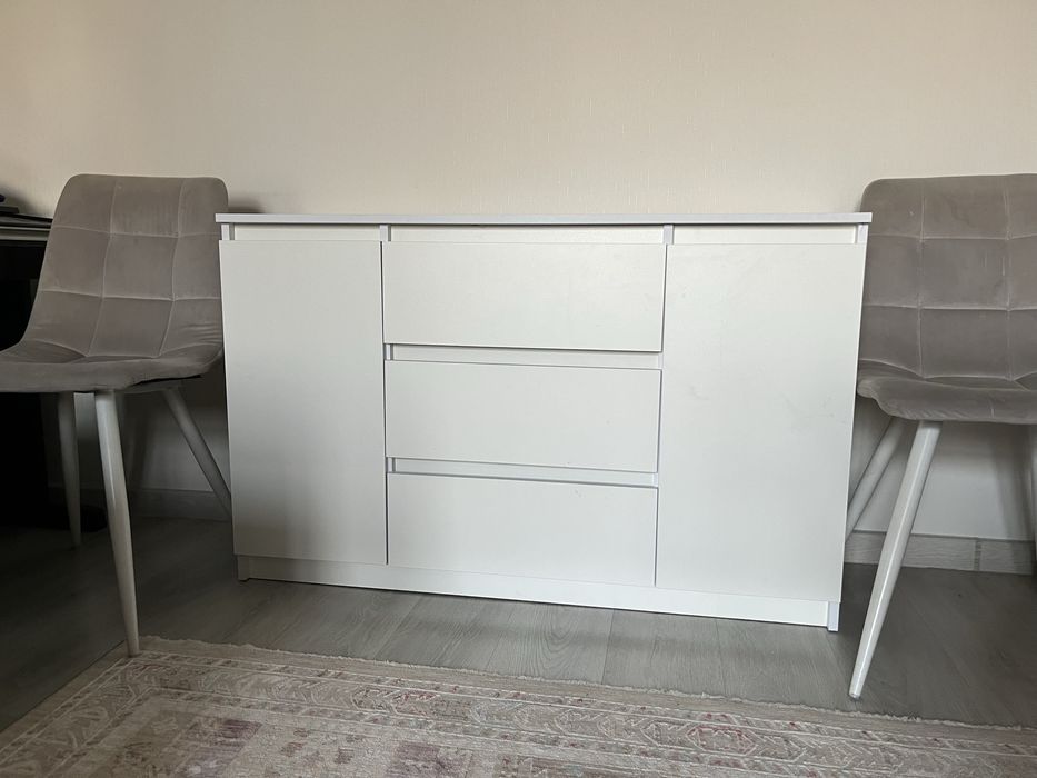 Комод Euromebel Денвер, 120.10x39x75.4 см, белый